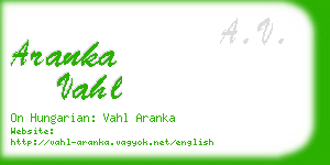 aranka vahl business card